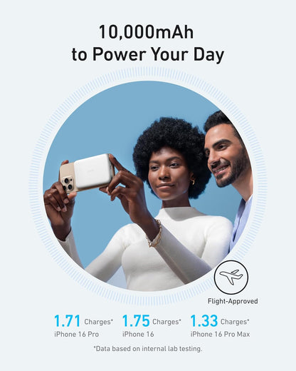Anker MagGo Slim Wireless External Battery, 10000mAh, 30W, PD + FQI, 1 x QI - 1 x USB-C, White A1664H21 A1664H21 