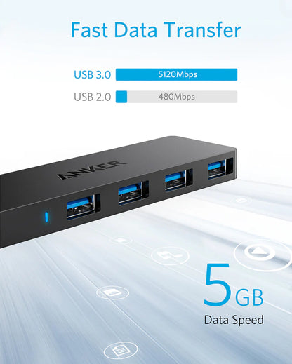 Anker USB Hub, 4 x USB-A 3.0, Black A7516016 