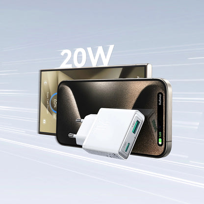 Network Charger Joyroom JR-TCF14, 20W, 3A, 1 x USB-A - 1 x USB-C, White 