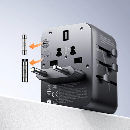 Network Charger Joyroom JR-TCW01 Travel, 17W, 3A, 1 x USB-C - 3 x USB-A, Black 